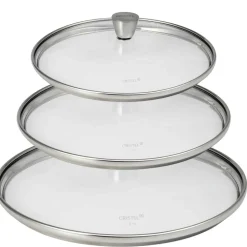 Lot de 3 Couvercles verre bombé bouton inox 1826 - CRISTEL