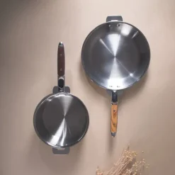 Lot de 2 Poêles inox Casteline poignée amovible INCLUSE - CRISTEL