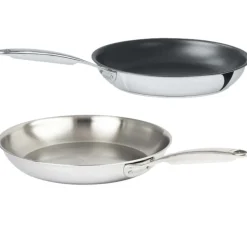 Lot de 2 Poêles inox et anti-adhérente CASTEL'PRO - CRISTEL