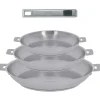 Lot de 3 Poêles inox STRATE avec poignée OFFERTE - CRISTEL