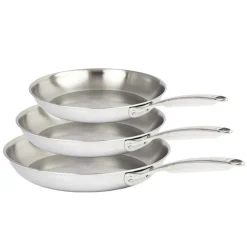 Lot de 3 poêles Inox Ultraply CASTEL'PRO - CRISTEL