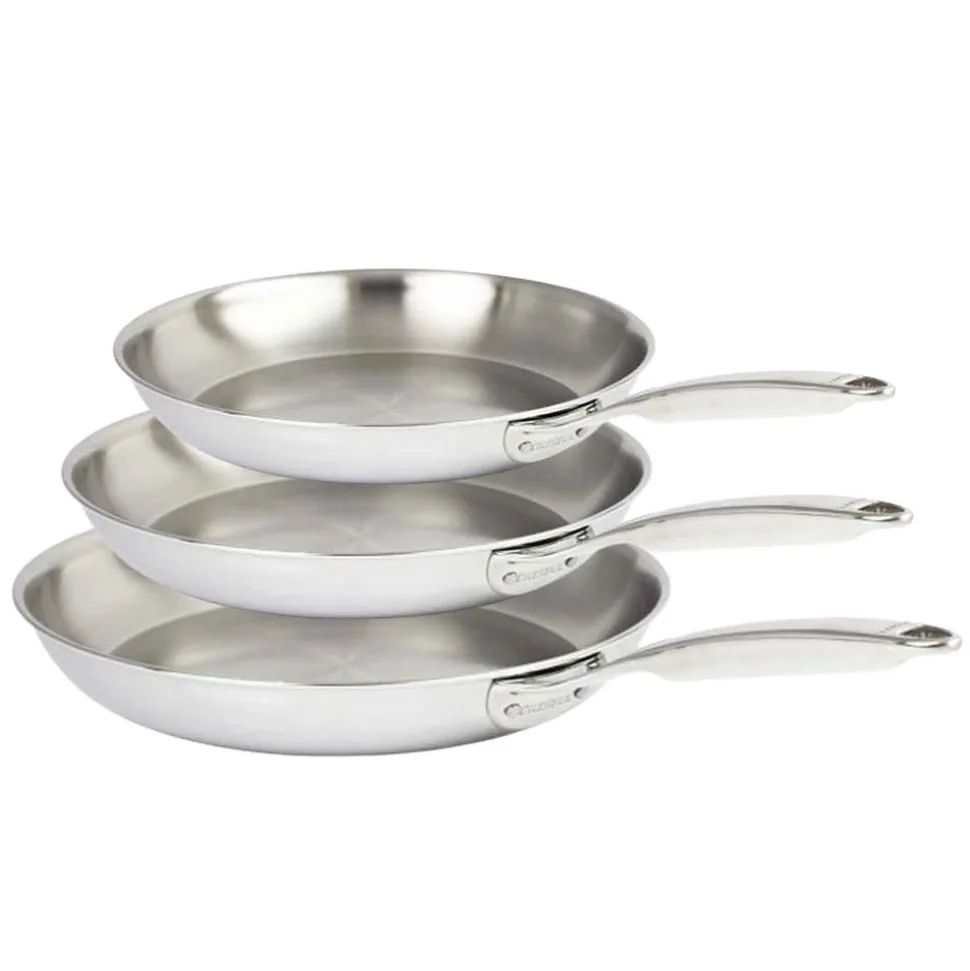 Lot de 3 poêles Inox Ultraply CASTEL'PRO - CRISTEL