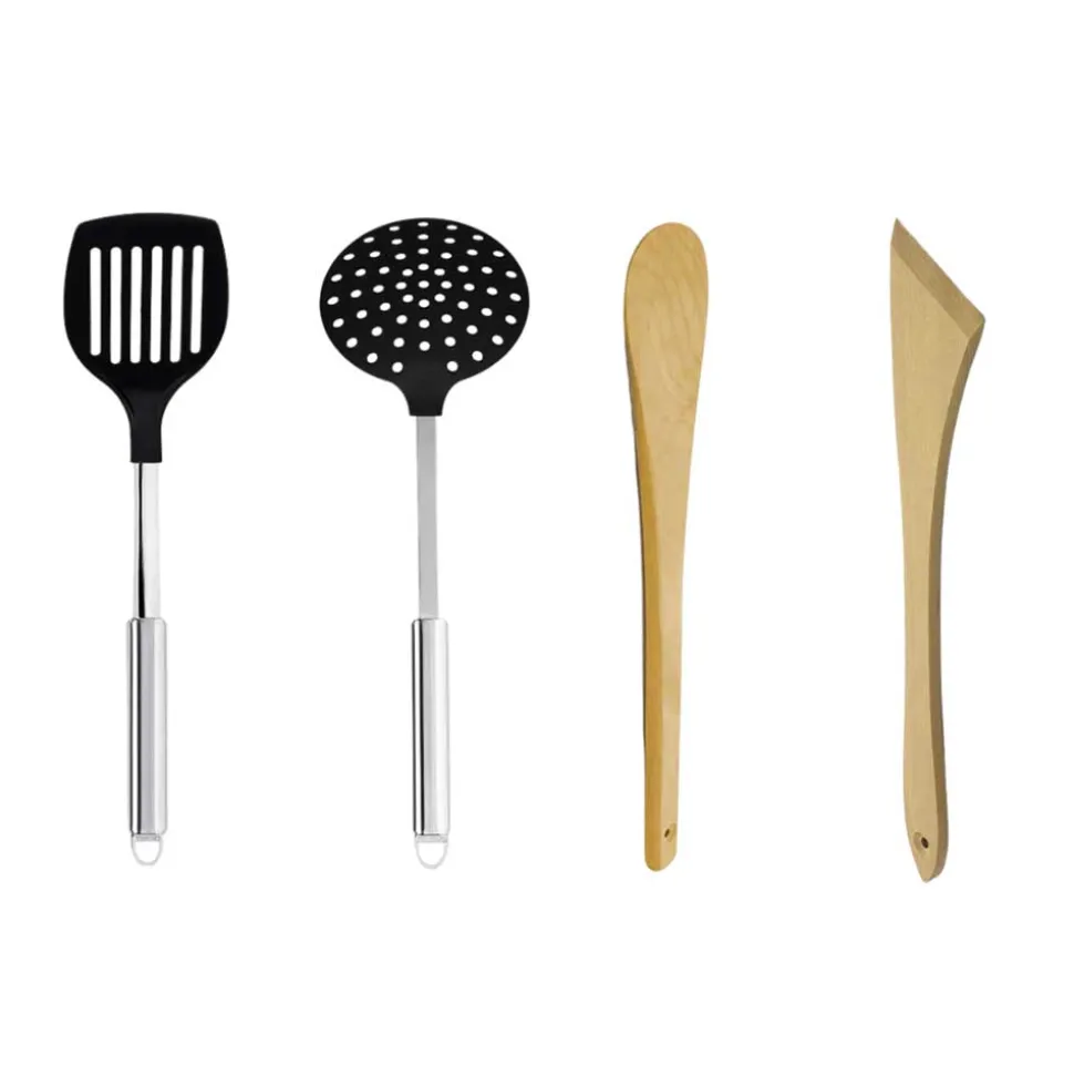 Lot de 4 ustensiles de cuisine bois et nylon - CRISTEL TOURNABOIS