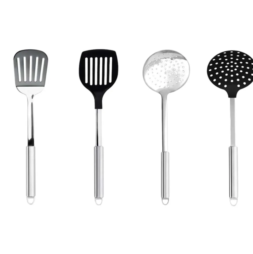 Lot de 4 ustensiles de cuisine inox et nylon - CRISTEL