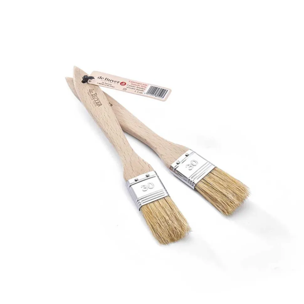 Lot 2 pinceaux pâtissiers soie naturelle 30mm - DE BUYER