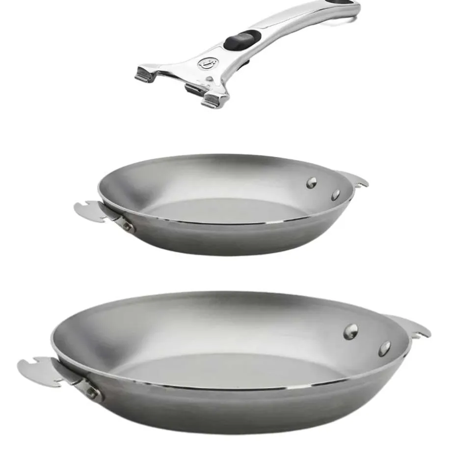 Lot 2 Poêles acier MINERAL B LOQY 24cm et 28cm Poignée incluse - DE BUYER