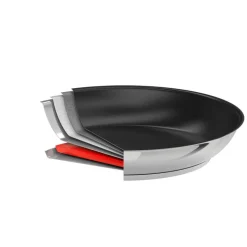 Lot 2 Poêles antiadhésives inox Mutine avec 1 poignée OFFERTE - CRISTEL