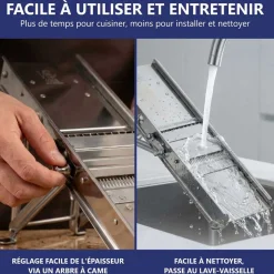 Mandoline Inox Professionnelle avec Chariot 3 & 10 mm - Louis Tellier
