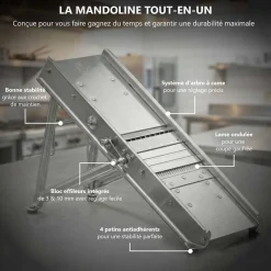 Mandoline Inox Professionnelle avec Chariot 3 & 10 mm - Louis Tellier