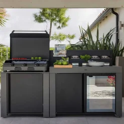 Meuble FELIX 120 cm Gris Cargo avec Réfrigérateur - ENO