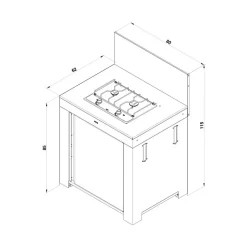Module Table MASTER Encastrée 80 cm Noir et Inox - ENO