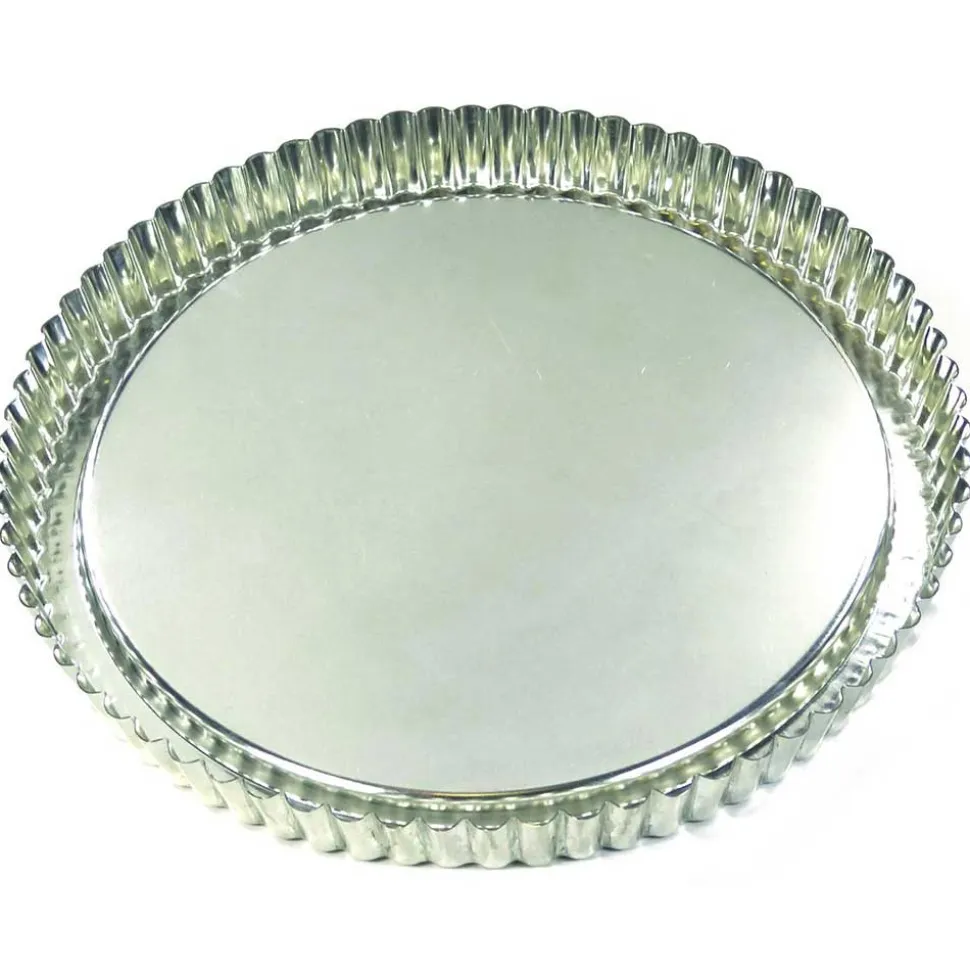 Moule à Tarte renversée cannelé en fer blanc 28 cm - GOBEL