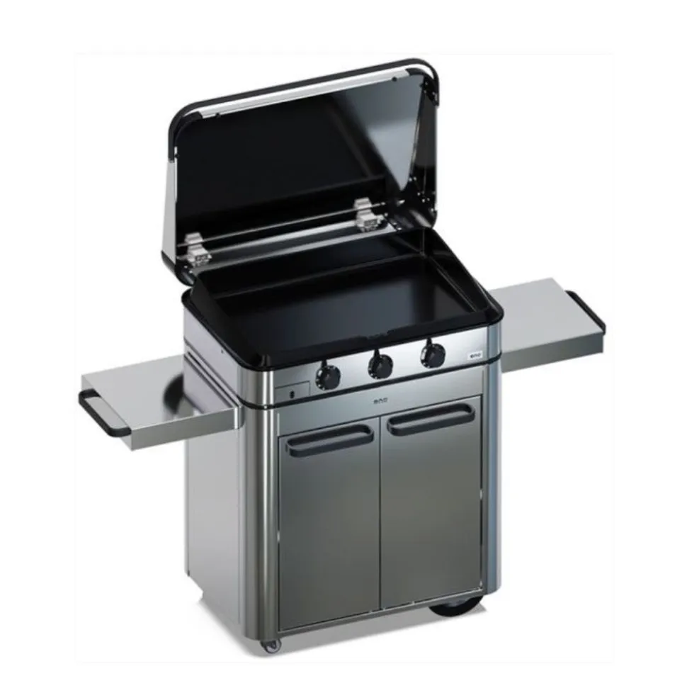 Plancha Gaz Enosign 80 cm sur Chariot Inox - ENO