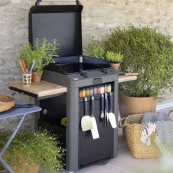 Plancha Gaz Fusion 60 sur Chariot Acier Gris Cargo - ENO