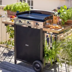 Plancha gaz INITIAL 65 sur Chariot Acier Noir - ENO
