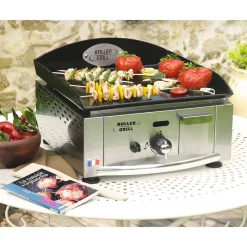 Plancha gaz inox 40 avec plaque acier émaillé - ROLLER GRILL
