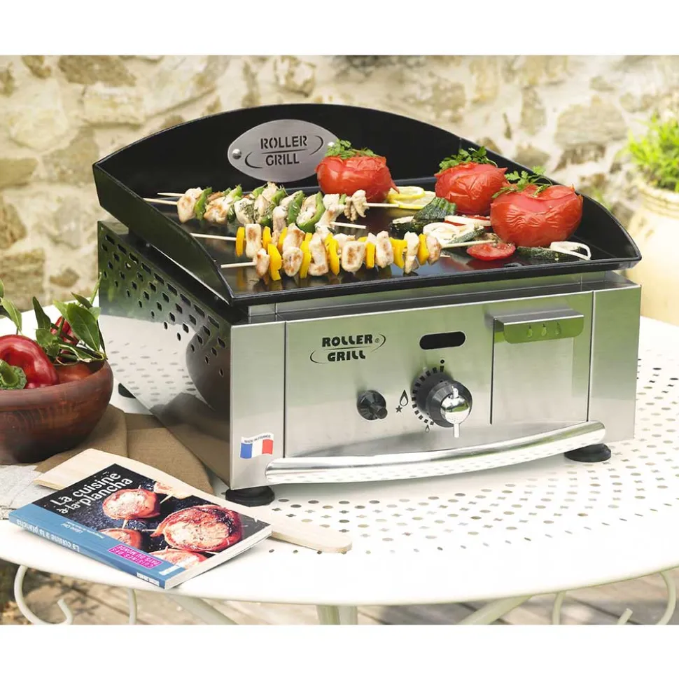 Plancha gaz inox 40 avec plaque acier émaillé - ROLLER GRILL