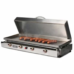 Plancha gaz inox LAGOA 4 feux Avec Couvercle - PLANCHA TONIO