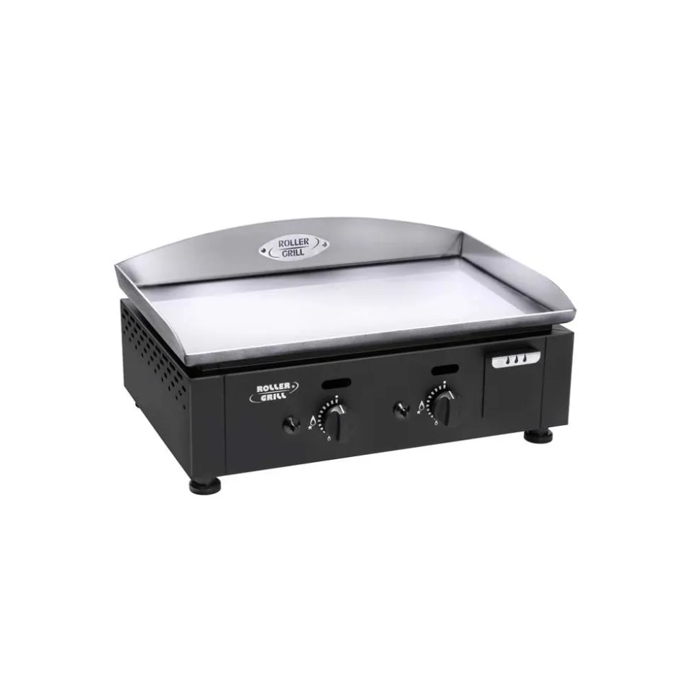 Plancha gaz plaque inox noir 2 brûleurs - ROLLER GRILL