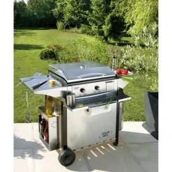 Plancha électrique inox 60 avec chariot et accessoires - ROLLER GRILL