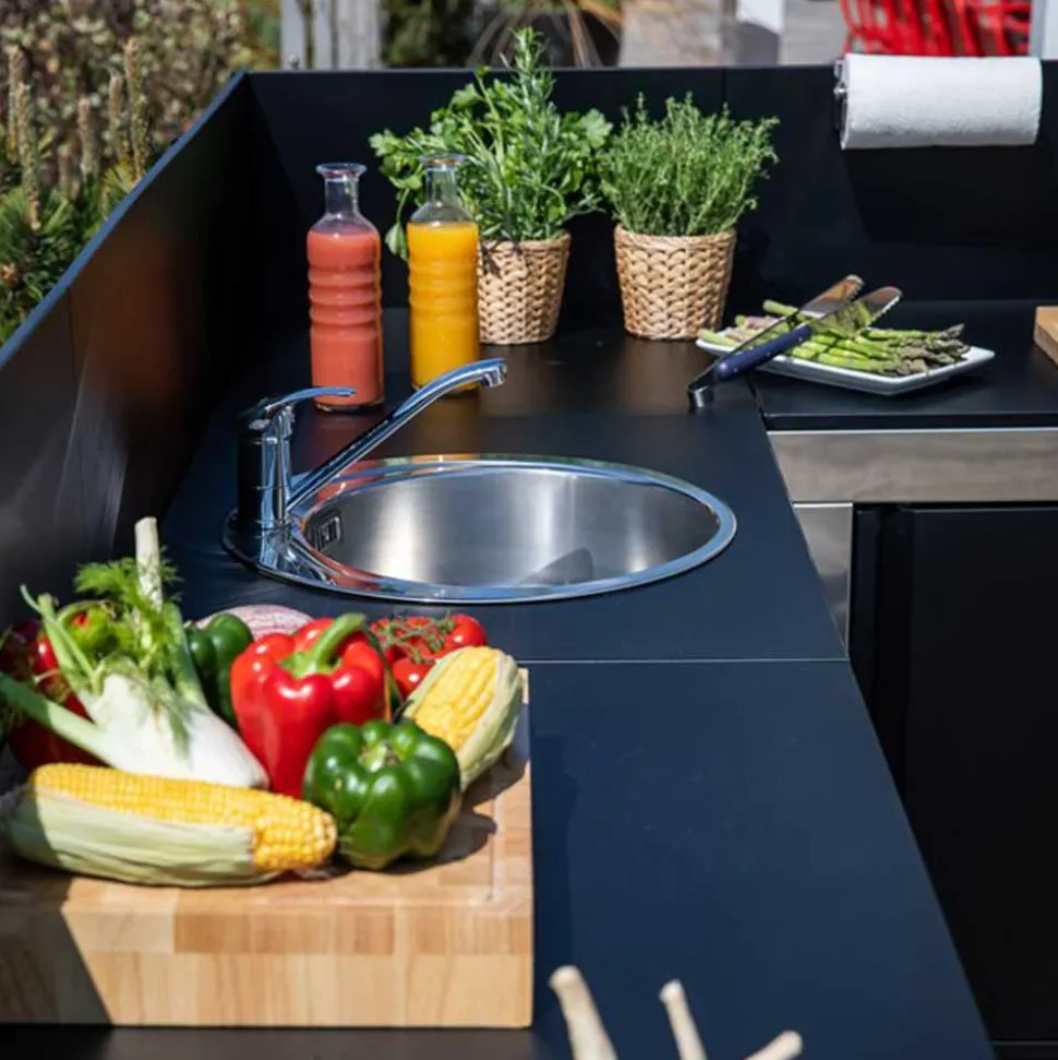 Plateau d'angle Module Noir et Inox - ENO