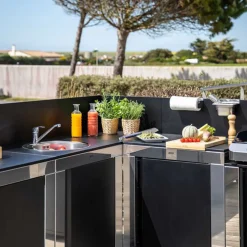 Plateau d'angle Module Noir et Inox - ENO