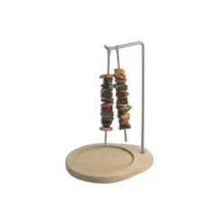 Porte-Brochettes inox sur plateau bois - Louis Tellier