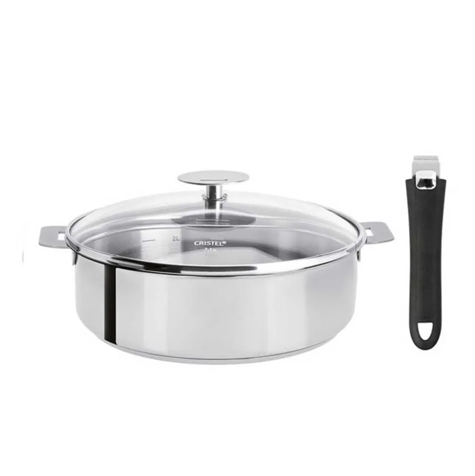 Sauteuse Mutine 24 cm amovible avec poignée noire et couvercle - CRISTEL