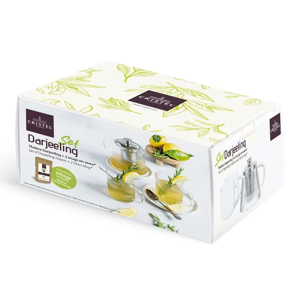 Set Darjeeling : 2 mugs en verre et théière assortie - CRISTEL