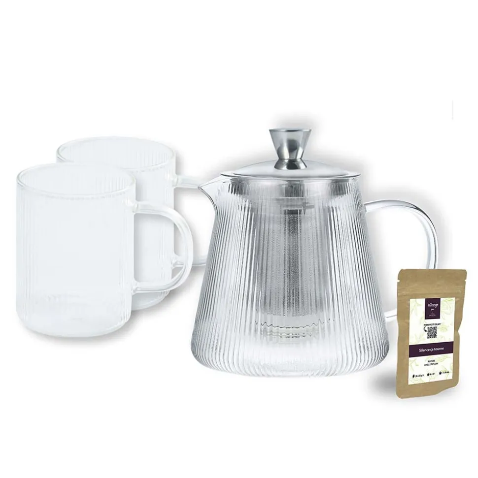 Set Darjeeling : 2 mugs en verre et théière assortie - CRISTEL