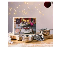 Set "tête-à-tête" avec 2 mini faitouts inox et couvercles Castel'pro - CRISTEL