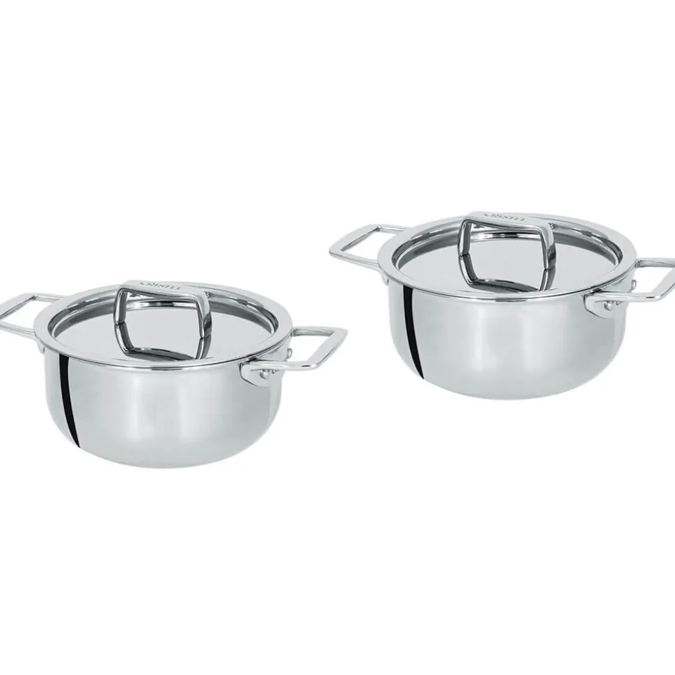 Set "tête-à-tête" avec 2 mini faitouts inox et couvercles Castel'pro - CRISTEL