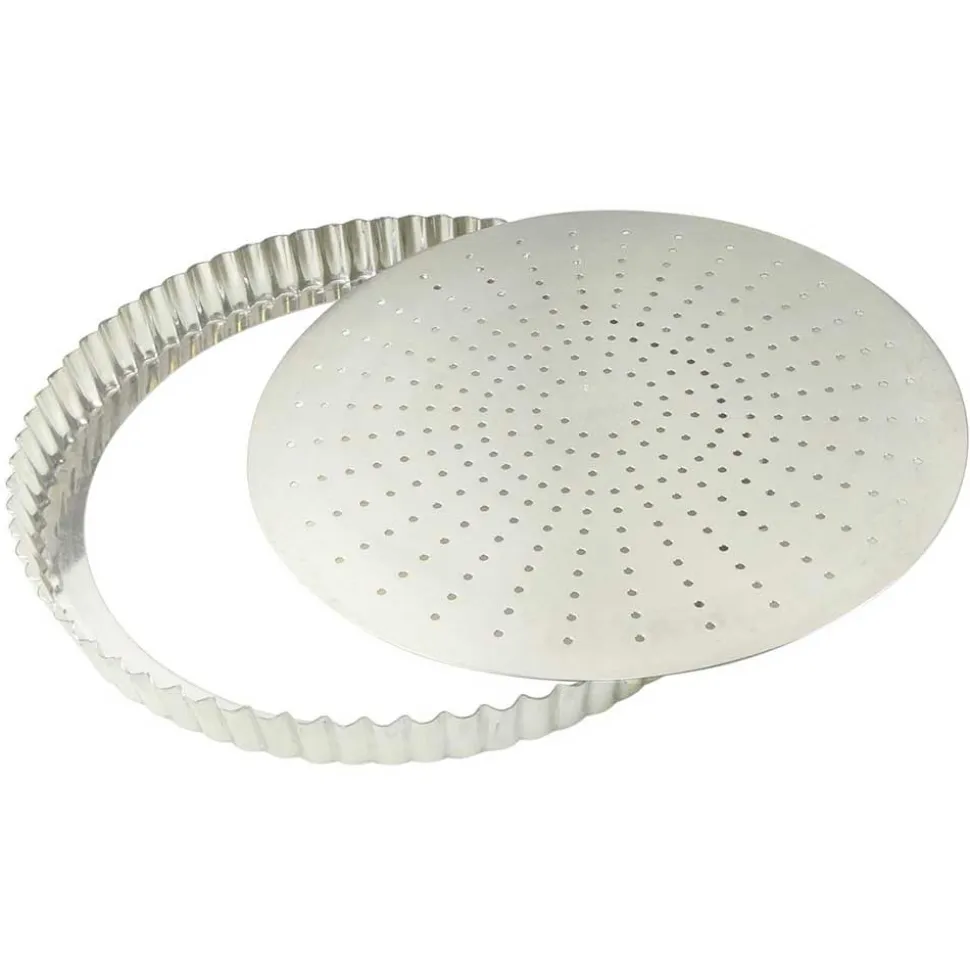 Tourtière cannelée perforée en fer blanc 28 cm - GOBEL