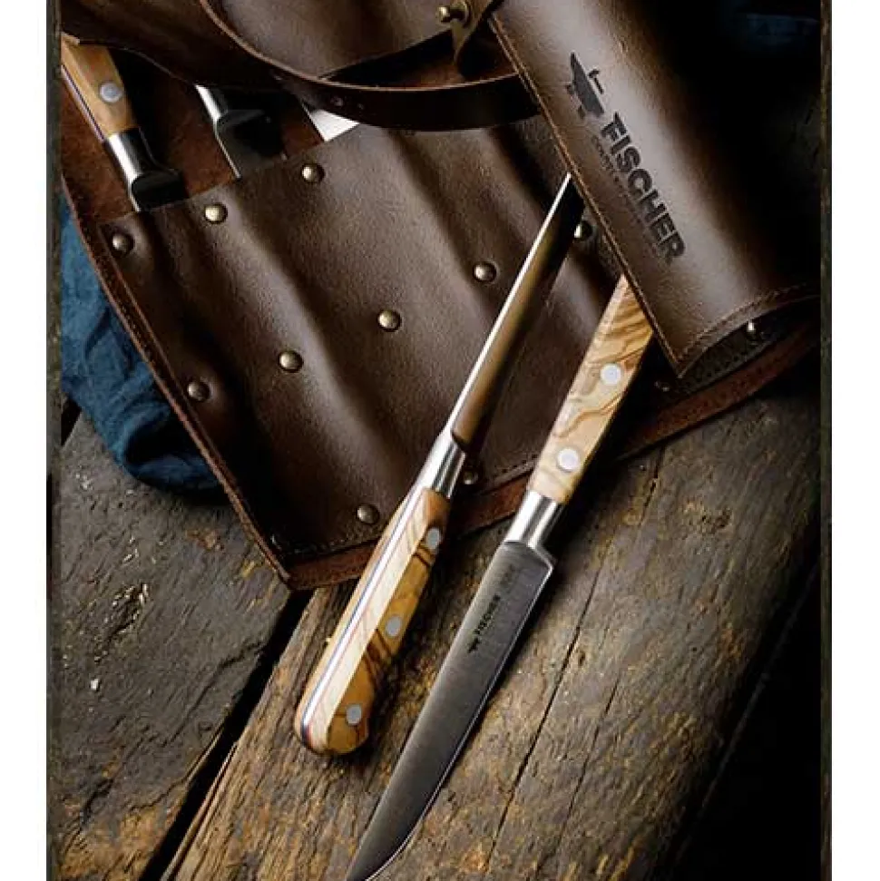 Trousse en cuir et kit de 6 couteaux à steak BBR - FISCHER