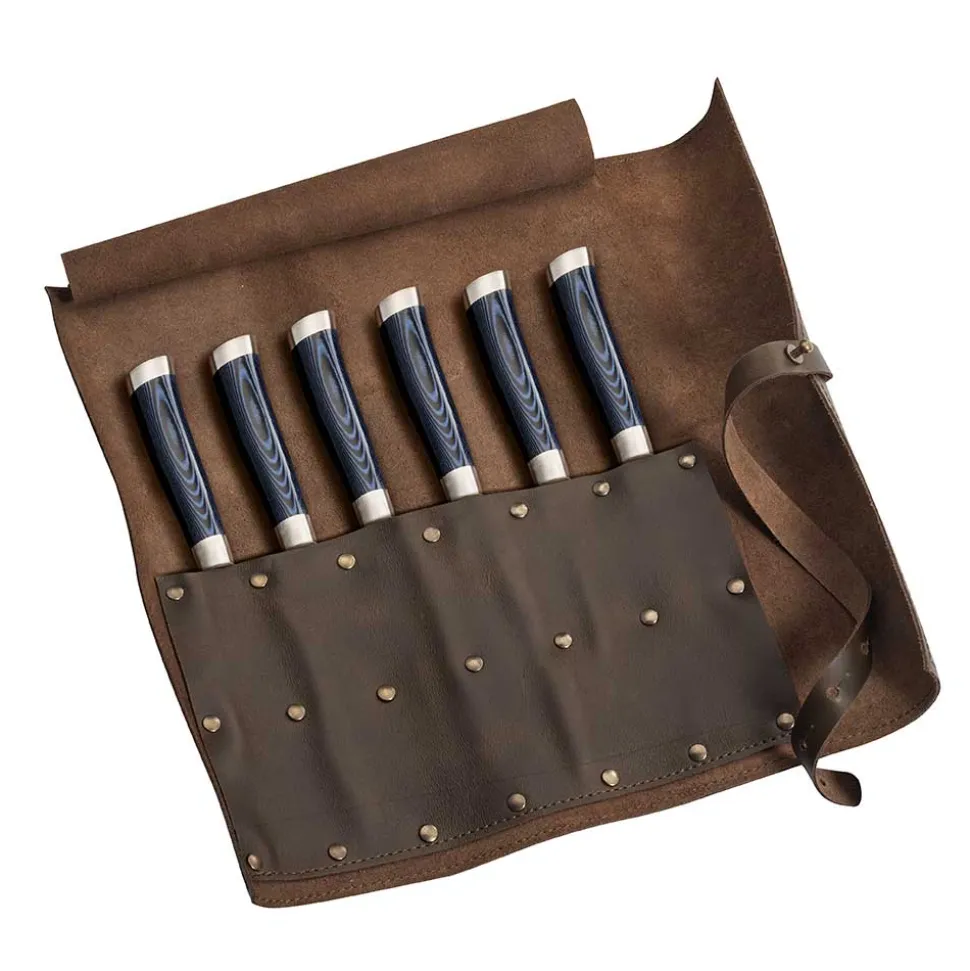 Trousse en cuir et kit de 6 couteaux à steak ZEN - FISCHER