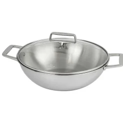 Wok Inox Castel'Pro anses fixes et couvercle inclus - CRISTEL