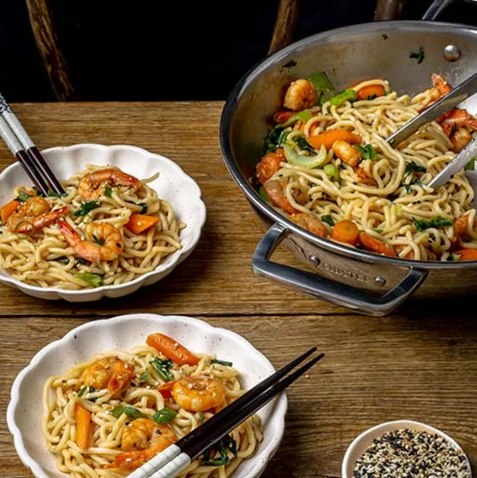 Wok Inox Castel'Pro anses fixes et couvercle inclus - CRISTEL